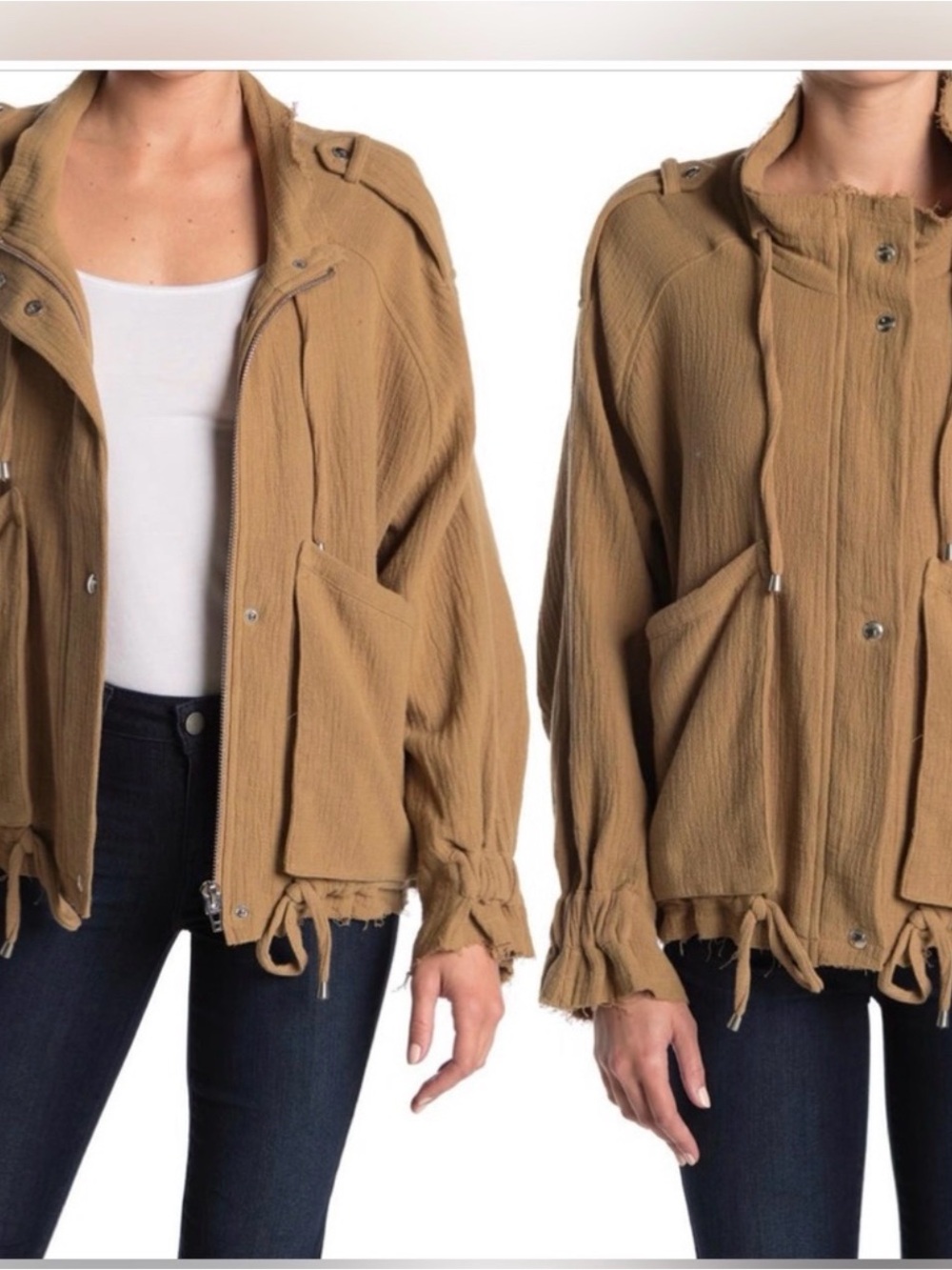 Blank NYC Tan Drawstring Utility Jacket